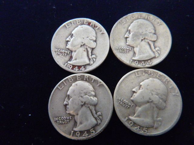 1944 - 1944 S - 1945D - 1945 Washington Silver Quarters