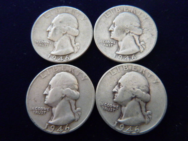 4 1946 Washington Silver Quarters