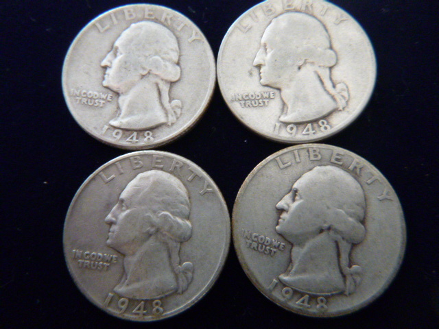 1948 D - 2 1948 - 1948 S Washington Silver Quarters