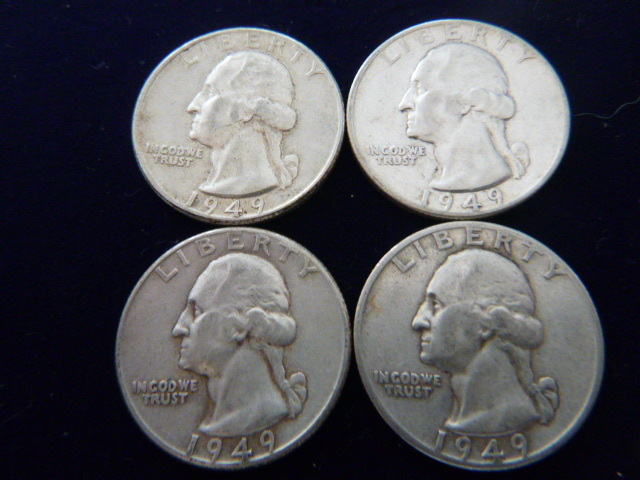1949 D - 3 1949 Washington Silver Quarters