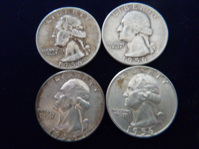 4 1956 D Washington Silver Quarters