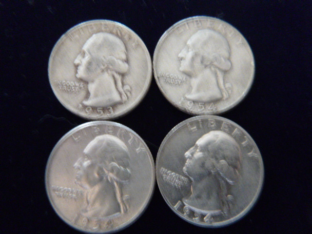 1953 S - 1954 S - 2 1952 Washington Silver Quarters