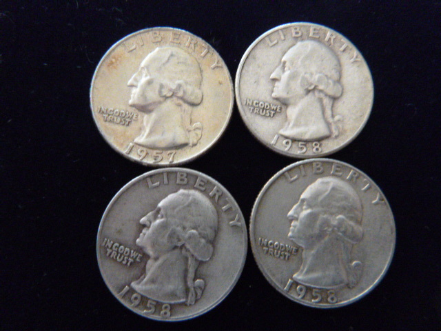 1957 D - 1958 - 2 1958 D Washington Silver Quarters
