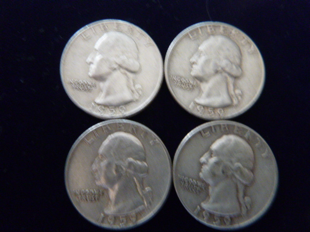 1959 and 3 1959 D Washington Silver Quarters