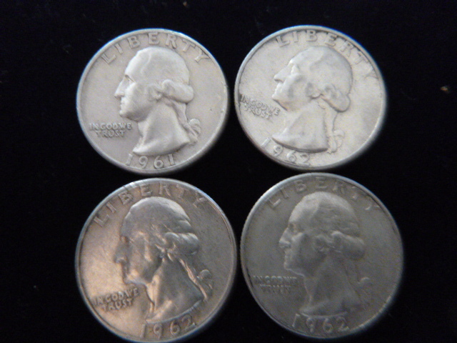 1961 D - 2 1962 - 1962 D Washington Silver Quarters