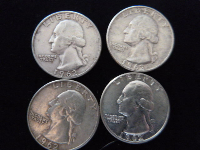 4 1962 D Washington Silver Quarters