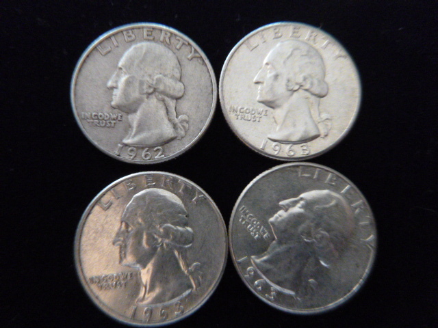 1962 D and 3 1963 Washington Silver Quarters