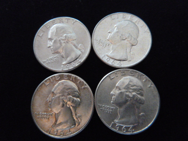 4 1964 Washington Silver Quarters