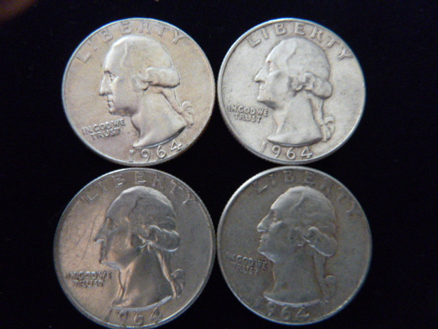 4 1964 Washington Silver Quarters