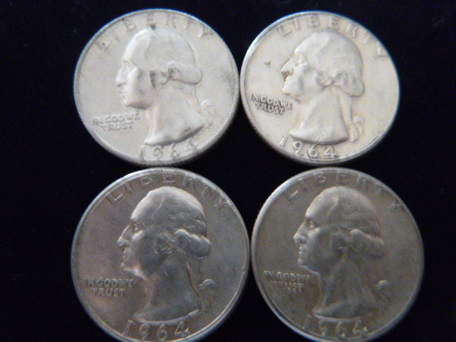 4 1964 Washington Silver Quarters