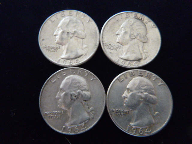 4 1964 Washington Silver Quarters