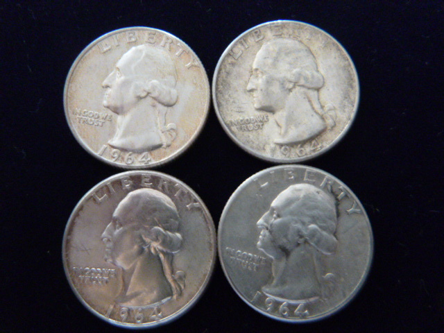 4 1964 Washington Silver Quarters