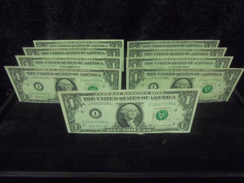 Lot 10 - 1969A $1 Bills in Sequential Order