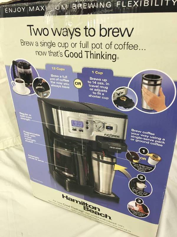 lot 20 image: Hamilton Beach FlexBrew 49983A Single Serve  Full Pot Coffee Maker