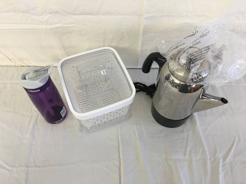 lot 33 image: camelbak water bottle, 8 Cup Stainless Steel Percolator