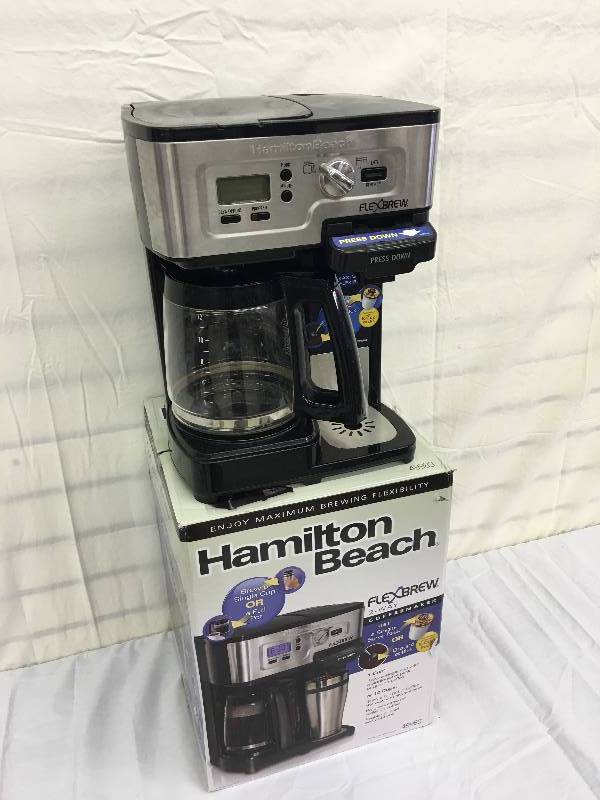 lot 264 image: Hamilton Beach Single Serve Coffee Brewer and Full Pot Coffee Maker, FlexBrew
