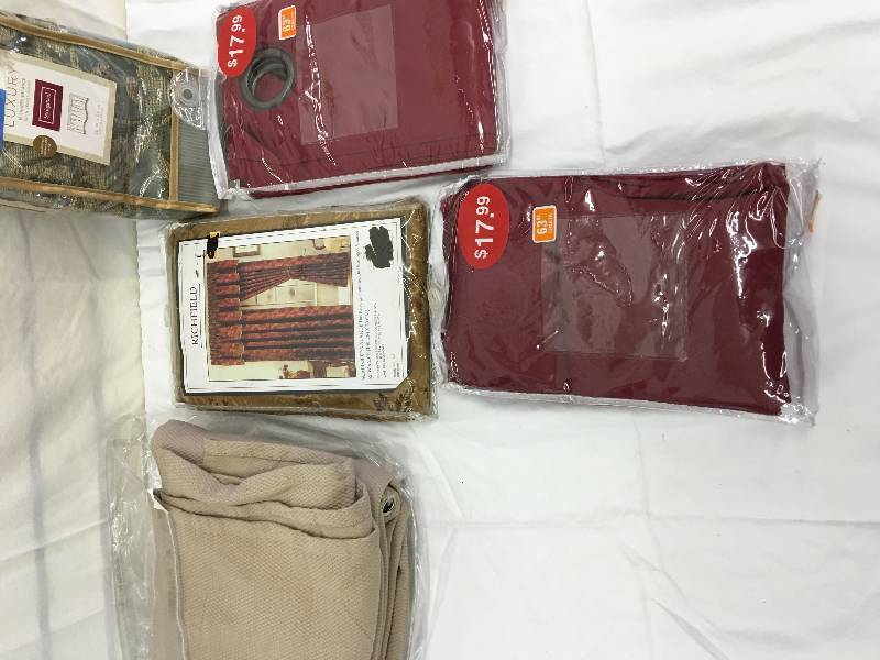 lot 381 image: curtains and sheets brown and red