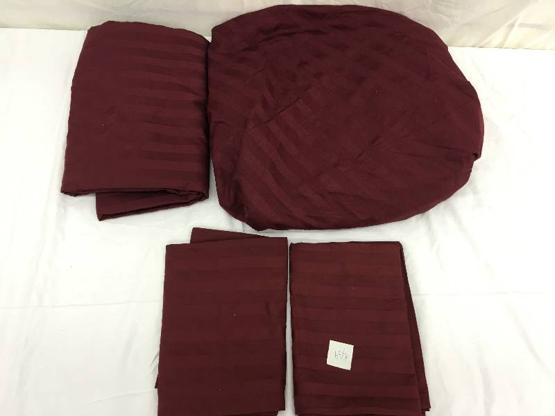 lot 384 image: red sheets 198x203cm