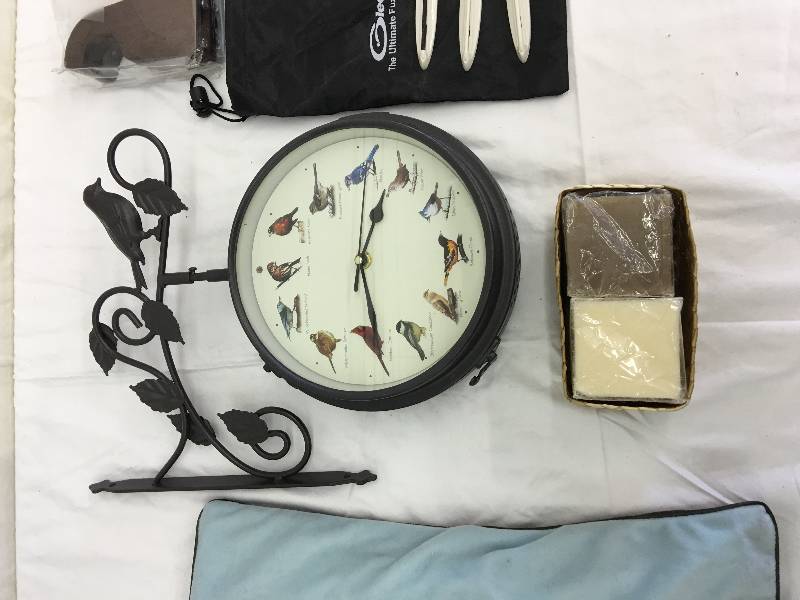 lot 392 image: clock sign, inspirational decorations, candles