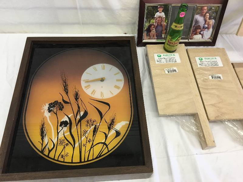lot 440 image: antique clock picture frame and 4 false tread end kits