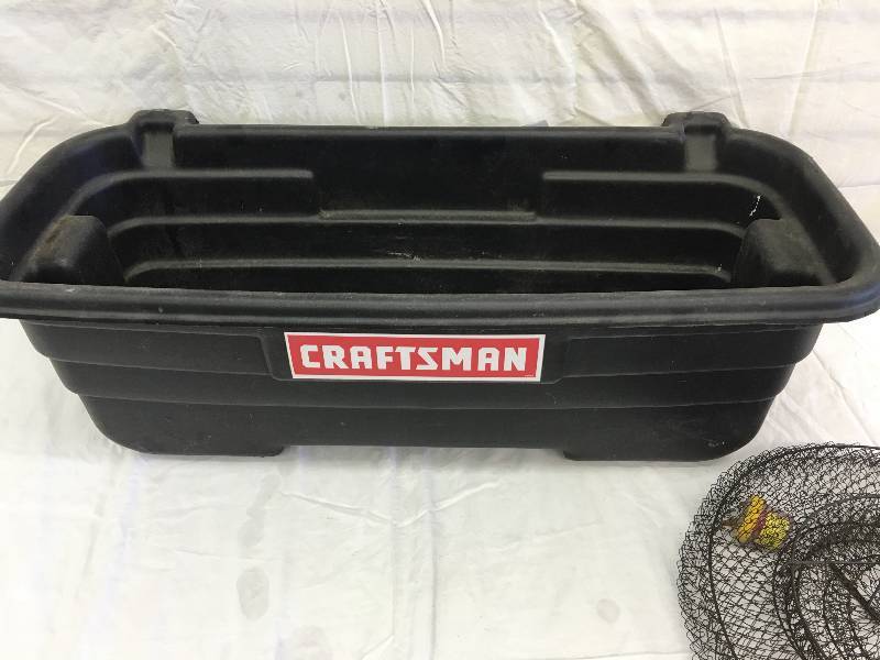 lot 454 image: craftsman bin and fishing basket