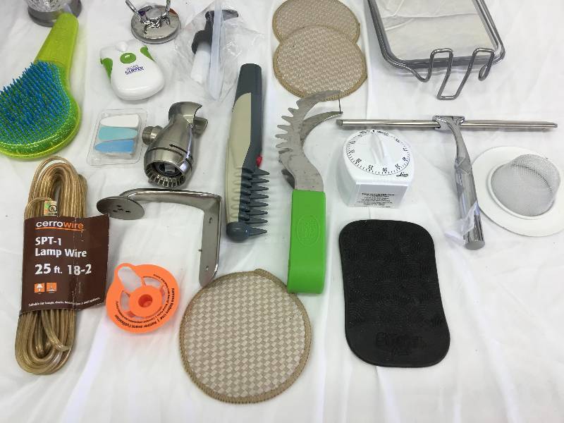 lot 496 image: tape, brush, cup, watermelon slicer and a mirror