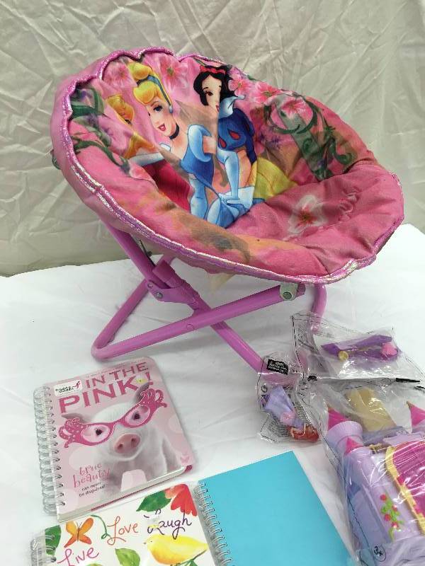 lot 613 image: princess chair, princess castle, calendars