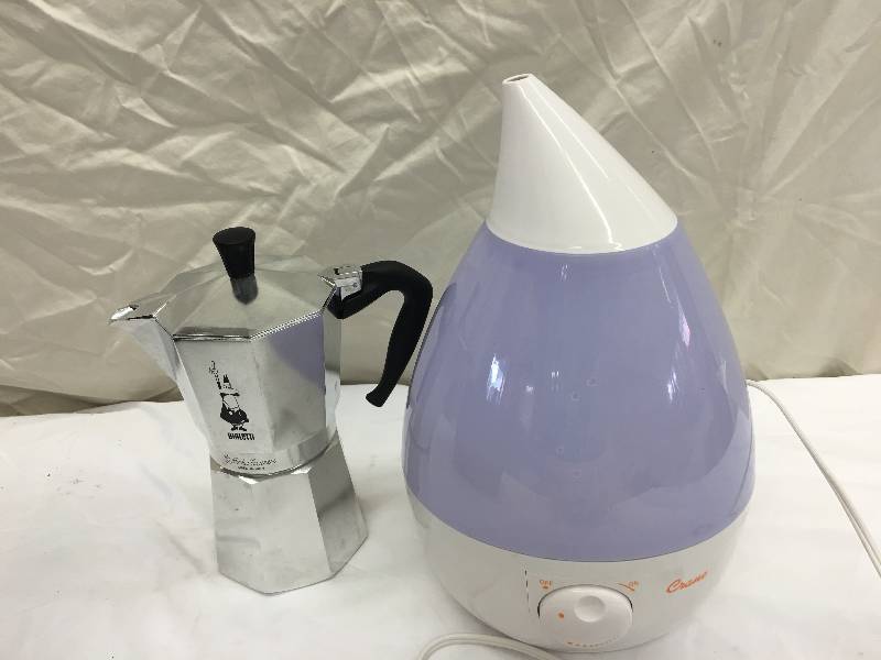 lot 663 image: bialetti mocha express and1 Gal. Drop Cool Mist Humidifier - White