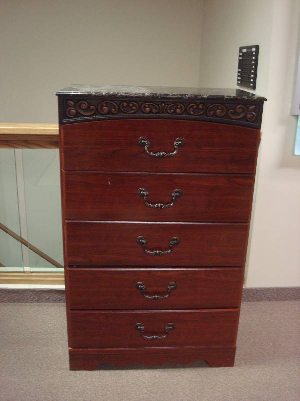 lot 3 image: Marble Style Top Dresser, Used, Some Wear #2