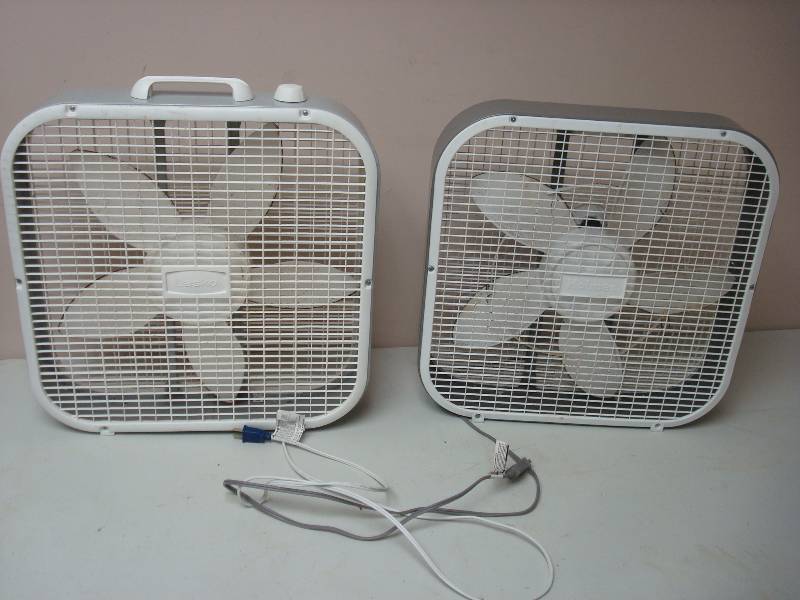 lot 19 image: Two Box Fans, Both Work, Dusty