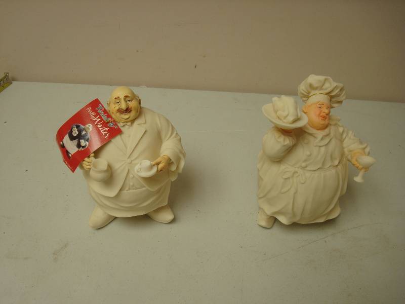 lot 75 image: Pair Of Portly Waiter Figurines