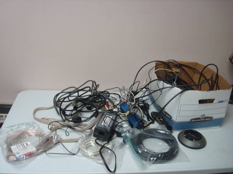 lot 86 image: Box Filled With Wires, Xbox 360 Cord, Others