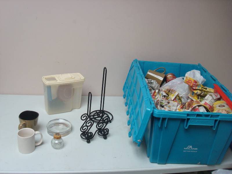 lot 96 image: Bin With Some Kitchen Items