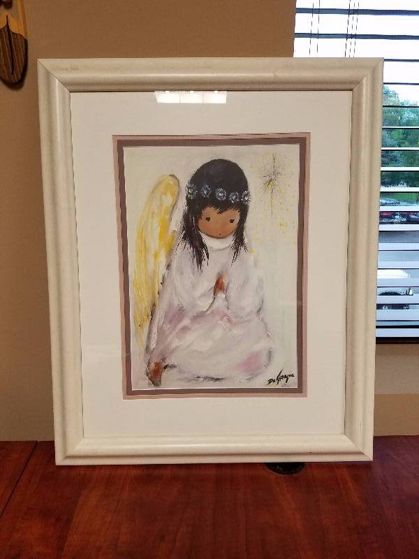 lot 14 image: Girl with Angel Wings painting by Ettore De Grazia