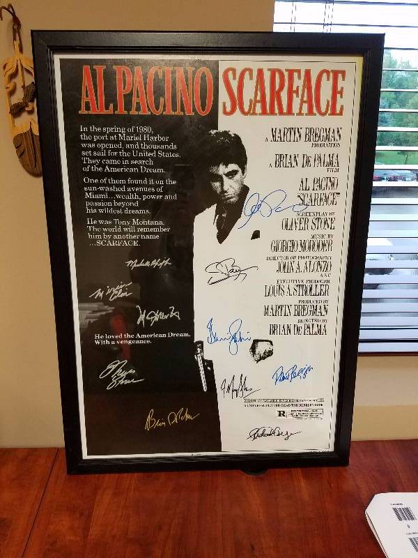 lot 15 image: Original Scarface Al Pacino Movie Poster w Autograph