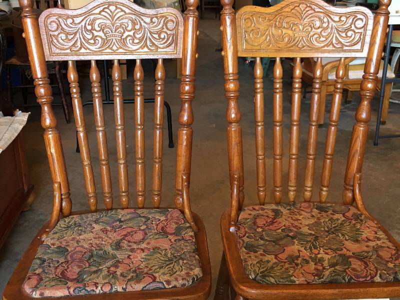 Pair of Vintage Press Back Chairs