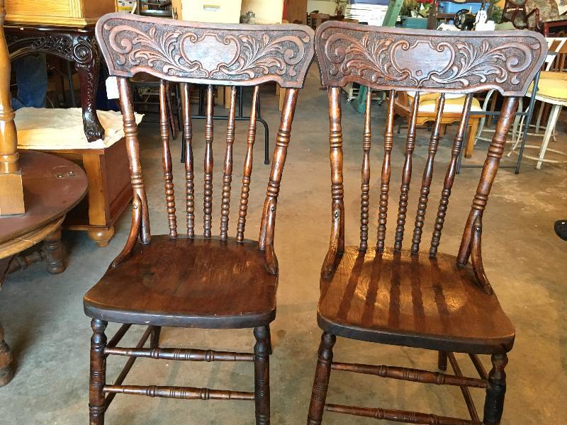 Pair of Vintage Press Back Chairs