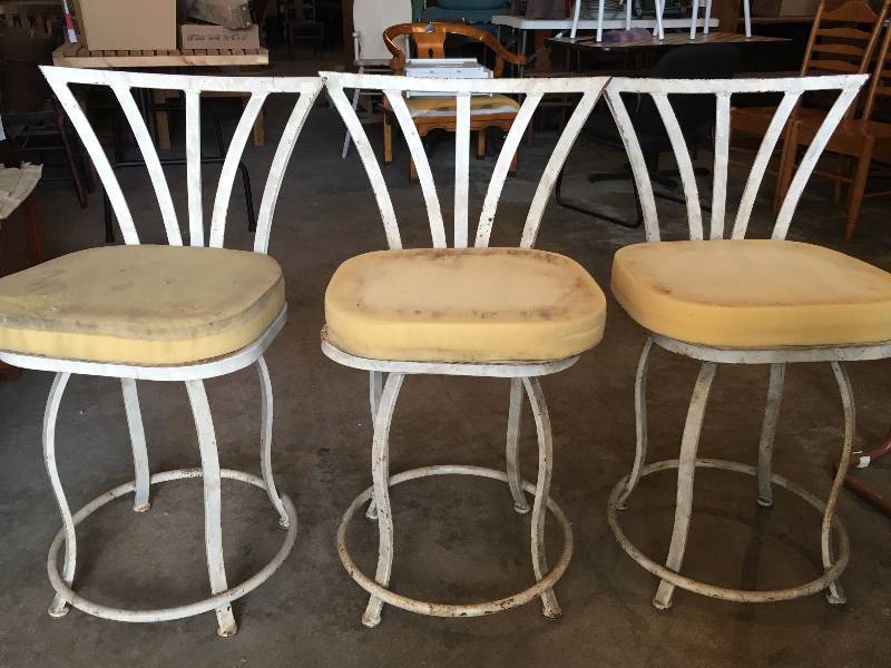 Set of Three Steel Swival Bar Stools