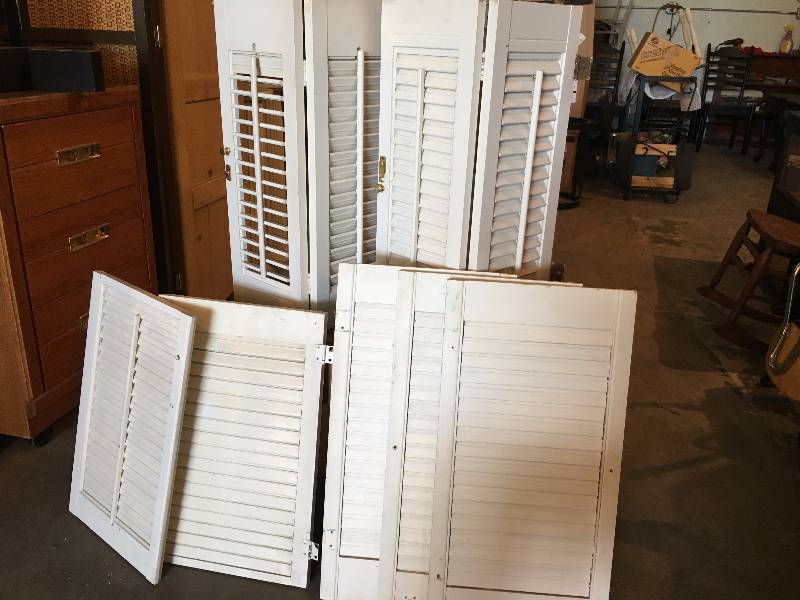 Seven Vintage Wood Window Shutters