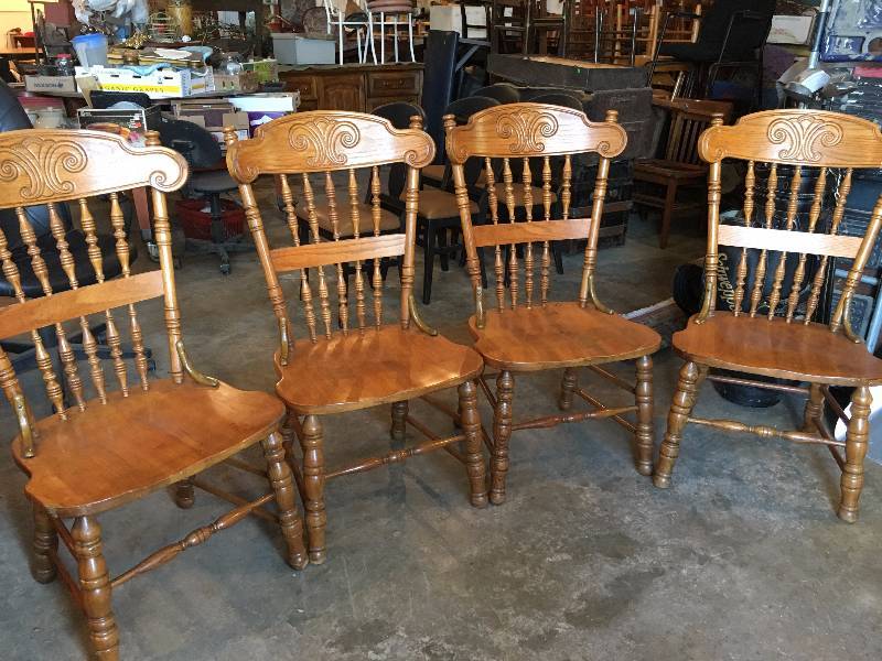 Four Press Back Chairs
