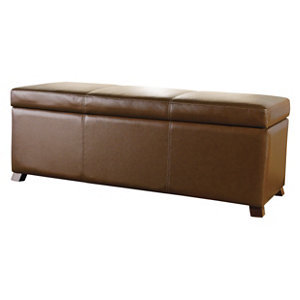 Alcove Leather-Look Bench Storage Ottoman