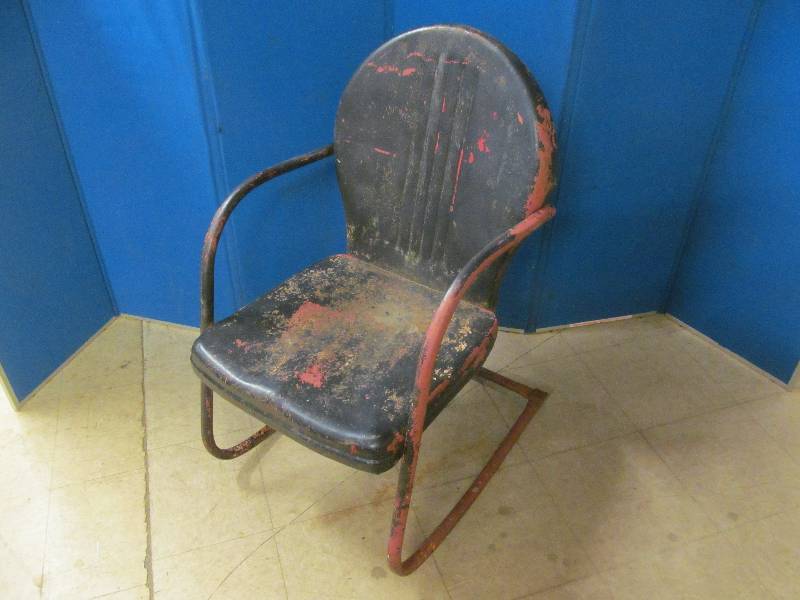 vintage metal lawn rocking chair