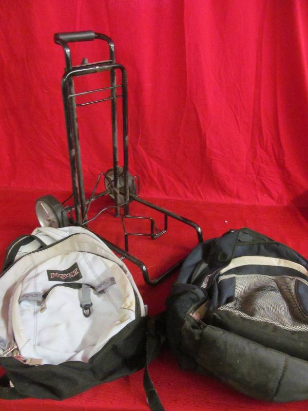 backpacks, grocery bag cart