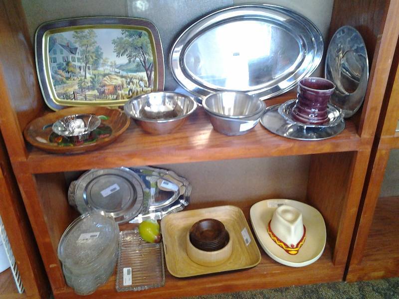 Contents On 2 Shelves Trays, Platters, Servers, Misc (Bring Boxes)