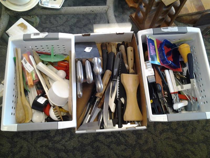 3-Tubs Of Utensils & Knives