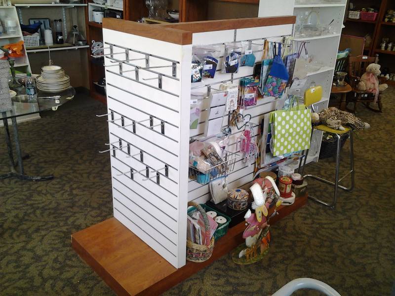 3-Way Free Standing Slat Shelf With 35 Pegs, 2-Adjustable Shelves, 1-Basket, 64x26x54 Tall