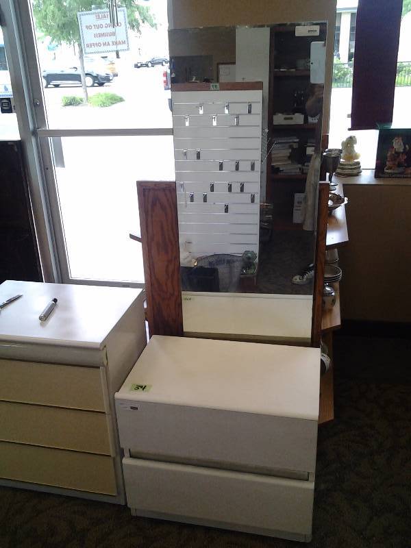 2-White Cabinets & 1-Full Length Mirror