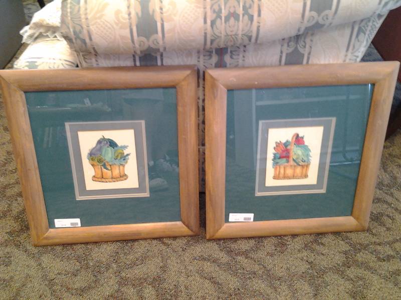 2-Framed Prints 18x19 (Baskets Of Vegetables)