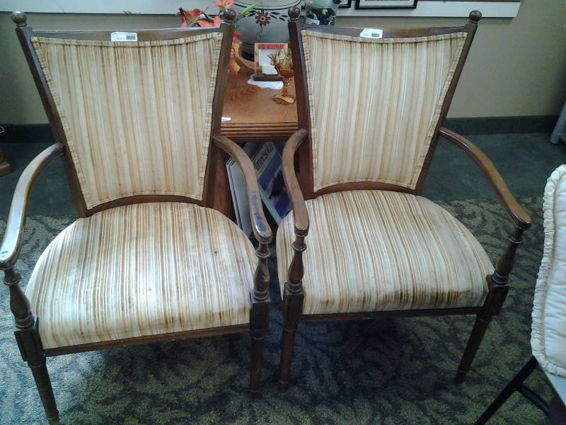2-Wood Frame Side Chairs With Decorative Throw Pillows