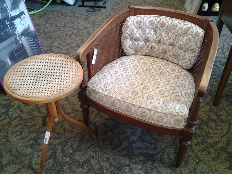 Cane Side Chair & Small Cane Top Table